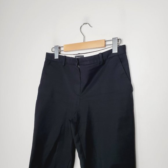 Theory Pants Straight Leg Ankle Cotton Trousers Career Classic Black 2 - Picture 6 of 12